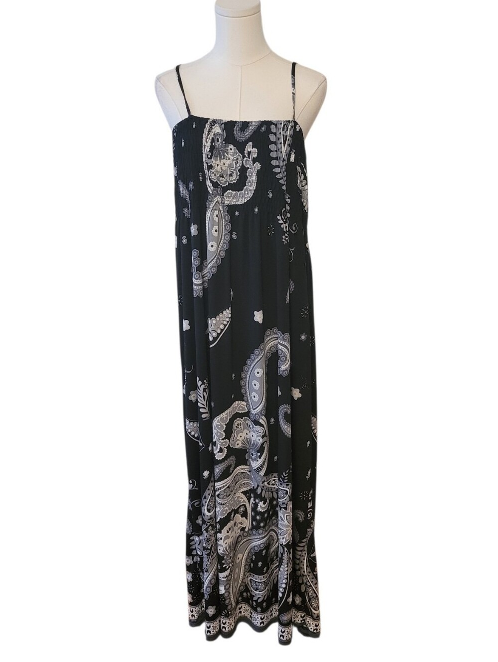 India Boutique Black Sleeveless Smocked Maxi Dress Size OSFA